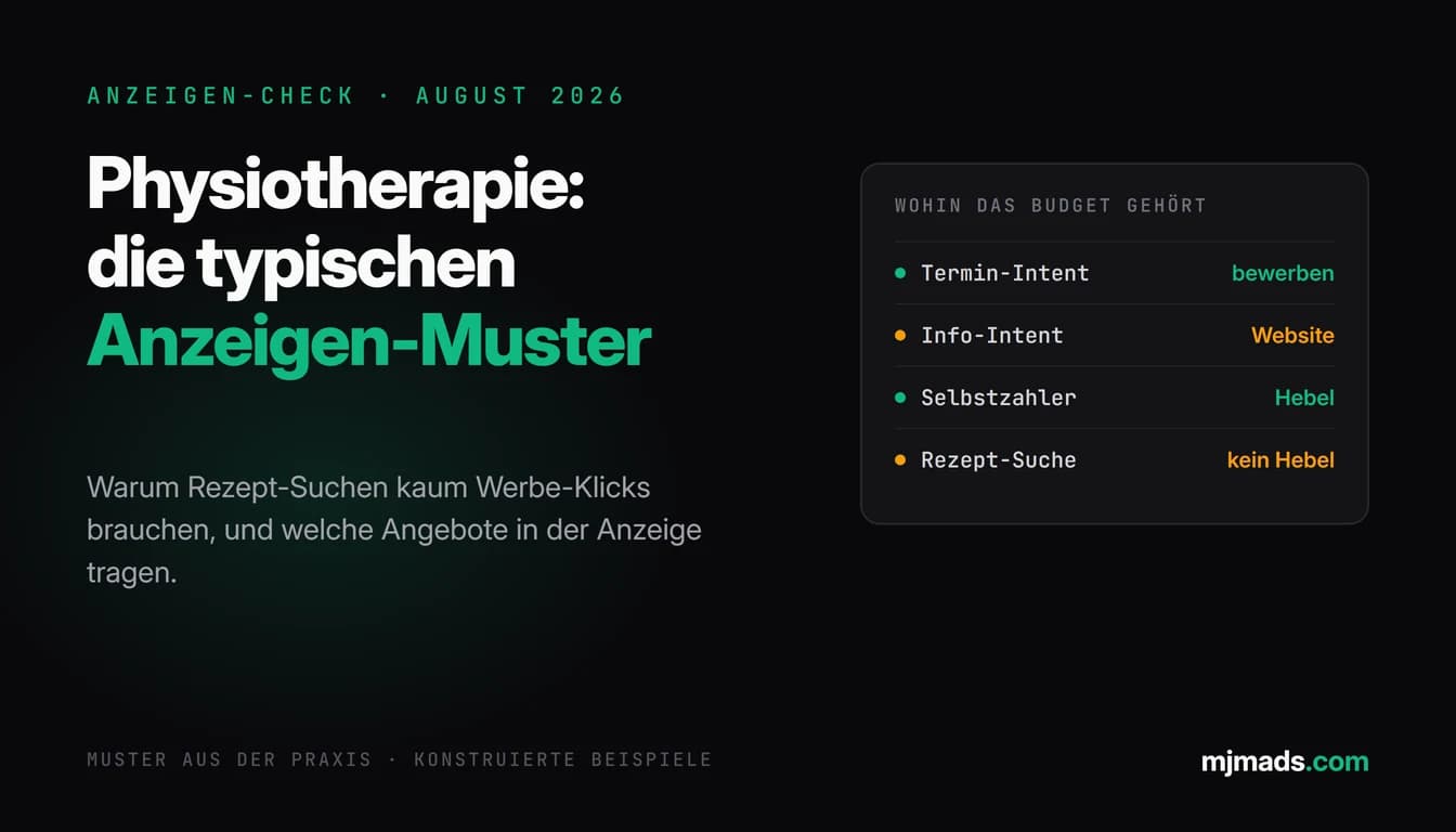 Anzeigen-Check Physiotherapie: typische Muster in Google-Anzeigen von Physiopraxen