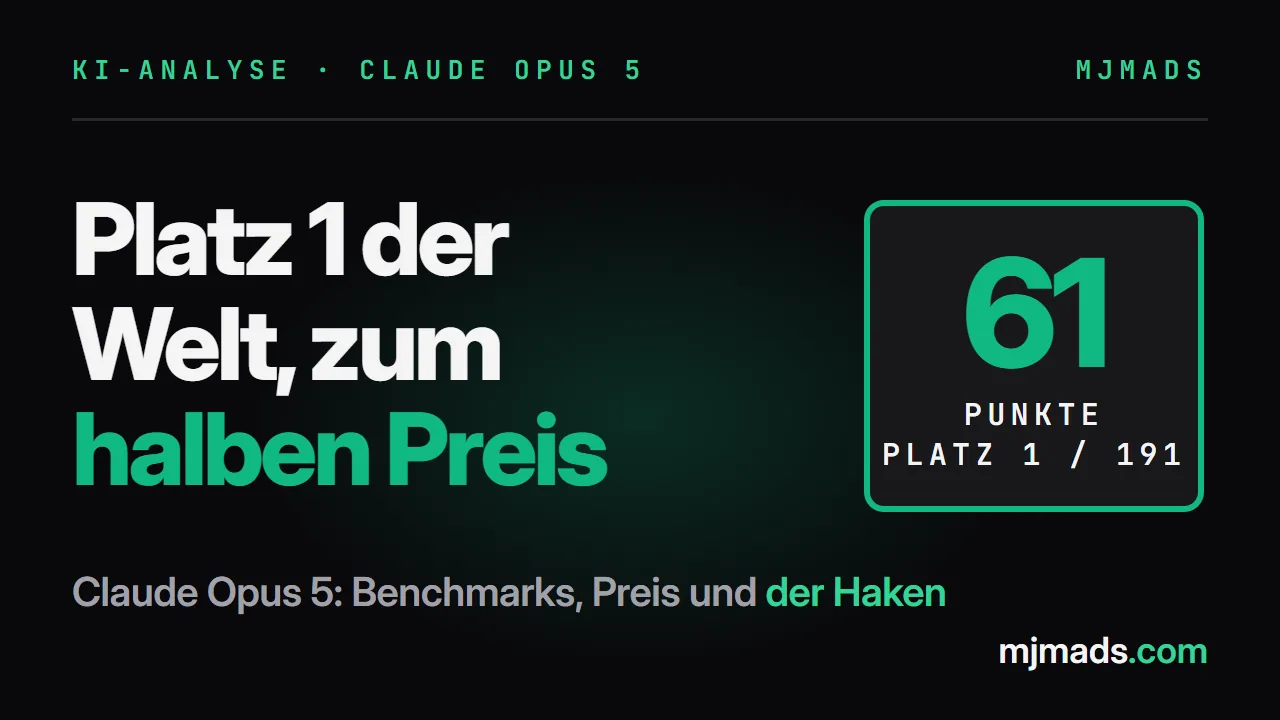 Claude Opus 5 im Check: Platz 1 der Welt, halber Preis, und der Haken dabei